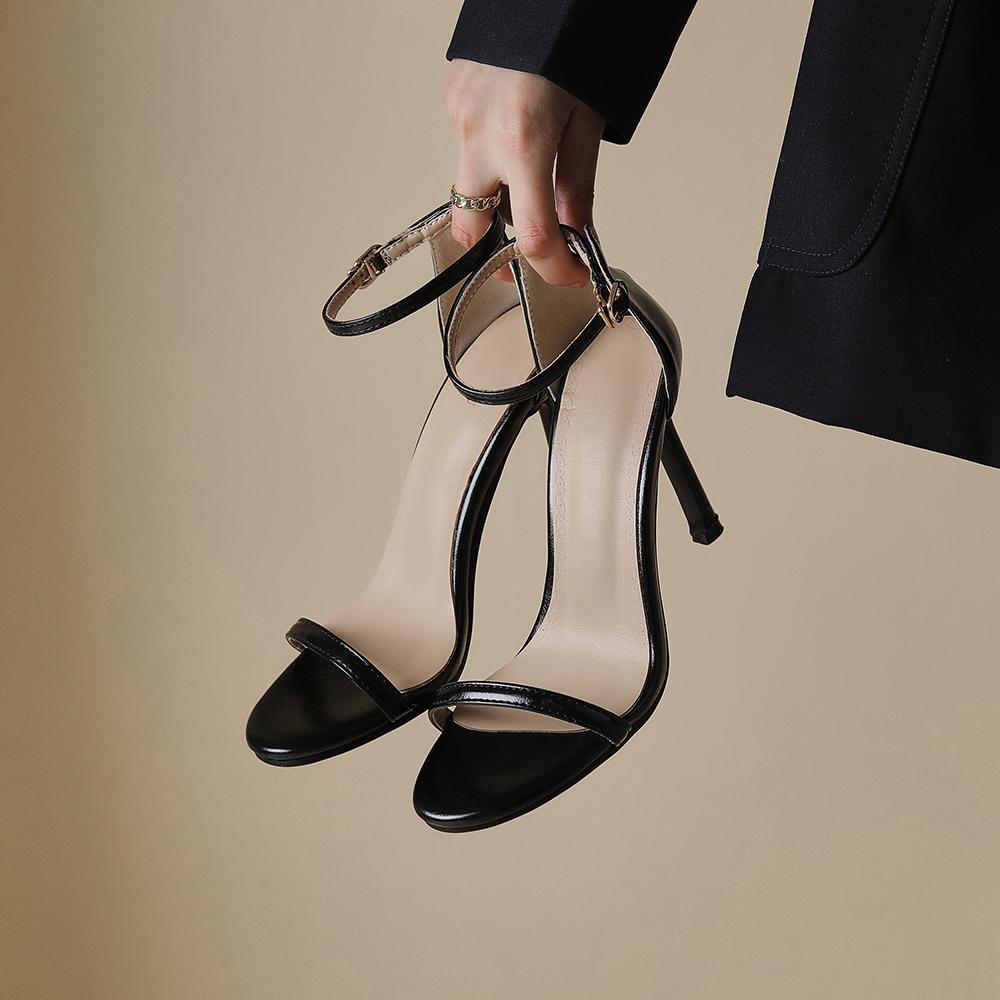 Women's High-heeled Sandals Summer New Simple and Versatile Thin-heeled Large-size Open-toed Sandals