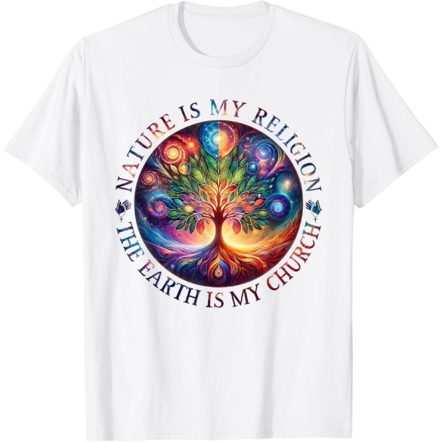 Природа - моя религия, Земля - моя церковь. Футболка с мандалой и деревом(1) S белый