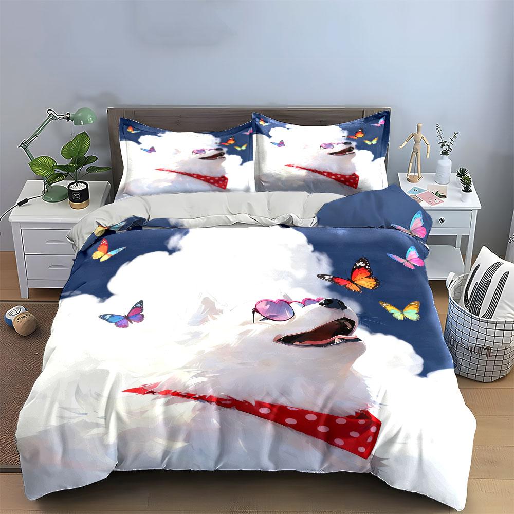 Dog Accessory Set Outdoor Fun Soft Comfortable Duvet Cover Bedding Set Included 1*Duvet Cover & 2*Pillowcases, Gift
