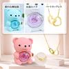 [Drawelry] Personalized Heart Necklace with Genuine Rose Bear Jewelry Box, Preserved Eternal Rose Hug Bear Gift Set, Heart Necklace Bear Box