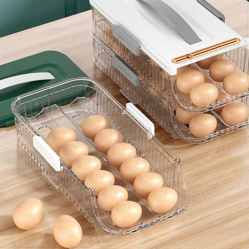 Egg Storage Box Refrigerator Preservation Rolling Egg Box Holder Drawer Type Kitchen Storage Egg Box