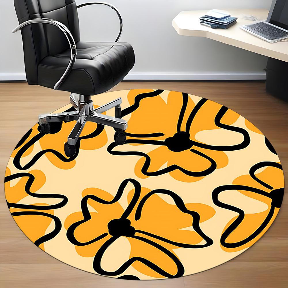 1PC Floral Pattern Chair Carpet for Office, Indoor Non-Slip Washable Carpet, Soft Comfortable Mat For Office Room yy250930094