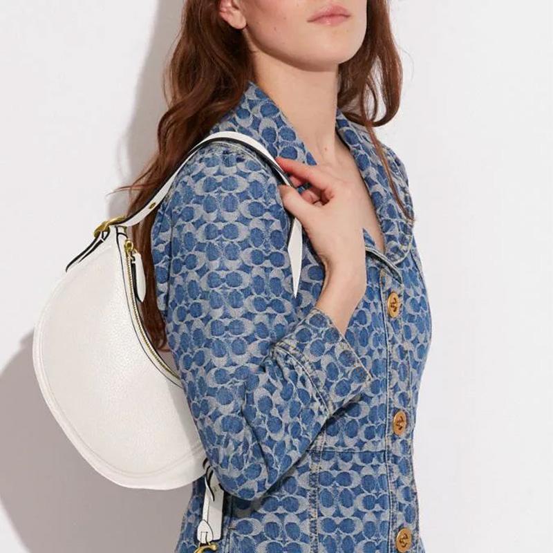New COACH Luna Cow Leather Handbag Shoulder Bag Women's Chalk White CC439-B4HA
