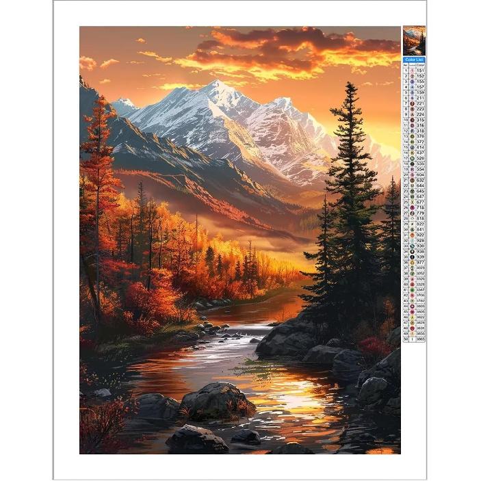 Fantasy Sunset High Mountain 5D DIY Full Diamond Art Kit for Adults Relaxing, Landscape Lovers Buy for Living Room Bedroom Wall Art Decoration 20x20