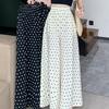 Polka Dot Ice Silk Wide-Leg Skirt Pants – Summer Thin, Loose, Slimming A-Line Plus Size Fairy Style for Women.