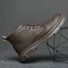 FashionAutumn Winter Real Leather Boots Men High-top Comfy Ankle Boots Casual All-match Shoes for Men New Fashion Male Motocross Shoes