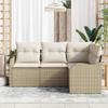 Garden Sofa Set 4 Pcs Beige Poly Rattan