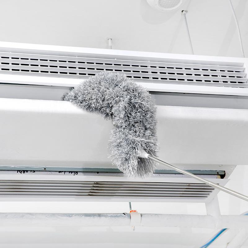 Off-white Multifunctional Portable Feather Duster Household Retractable Dusting Duster Stainless Steel Long Handle For Cleaning