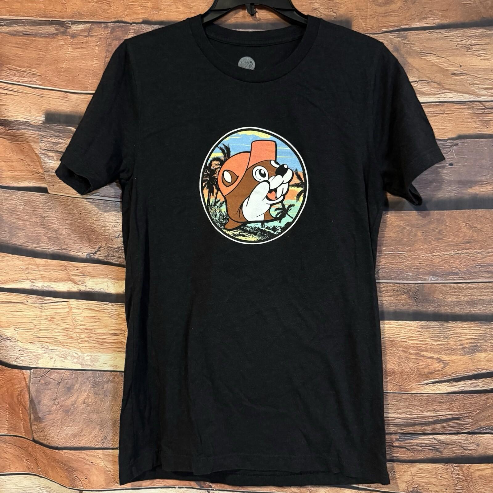 Buc-ee s Size Small Black Beaver Logo Tropical Palm Trees Graphic Tee Unisex T-Shirt S