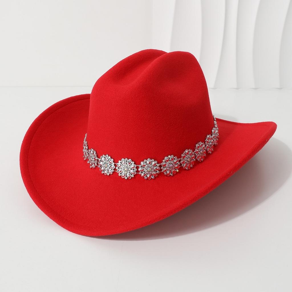 Men's unisex western cowboy hat Metallic flower rhinestone gem accessories Gentleman's hat Hiking hat