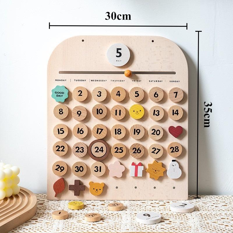 

Wooden Children Calendar Creative Manual Perpetual Calendar Adjustable Month Date Magnetic Calendars Desktop Funny Decoration