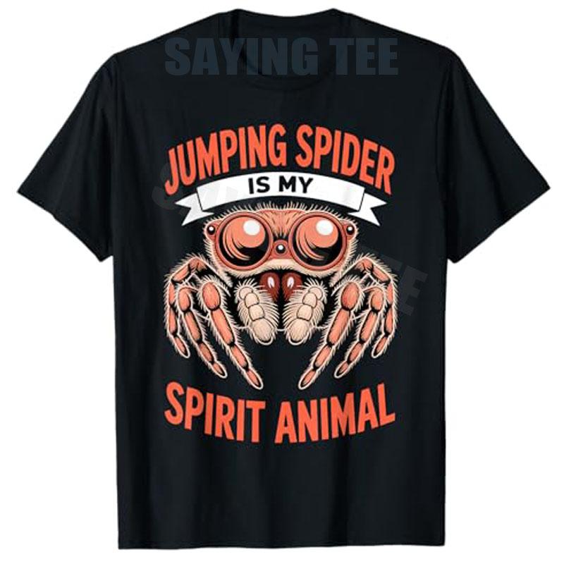 Jumping Spider Art for Unisex Women Boys Fashion Jumping Spider Lover TShirt Y2k Humorous Short Sleeve Saying Tee Novelty Apparel