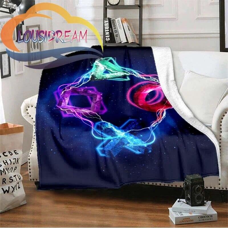 Flanel Herní rukojeť Deka Gamer Tisk Celoroční lehký plyš Útulný Super měkký Luxusní gauč Rozkládací pohovka