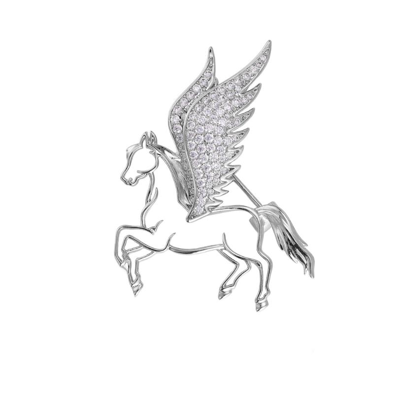 Unique Brooch Pin Flying Horse Badge Beautiful Pin Alloy Texture Fashion Accessory for Clothing and Bag Decorating серебряный