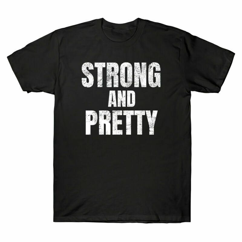 Strong and Pretty Funny Strongman Workout Vintage T-Shirt Men s Retro Black Tee Unisex T-Shirt S