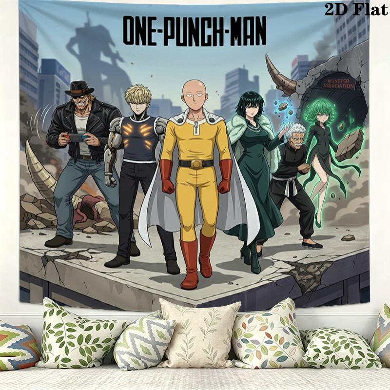 Onepunch Man Wall Tapestry Aesthetic Wall Hanging Printed Fabric Blanket Decorative Tapestries For Bedroom Living Room Home Decor