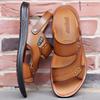 2025 Heren Slijtvaste Bruine Leren Sandalen - Jeugdtrend, Antislip, Ademend, Zomer Strand Schoenen.