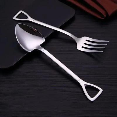 Household Kitchen Tools Creative Shovel Shape Spoon Fork Stainless Steel Tableware New Shovel Spoon Fork Children Fork Spoons