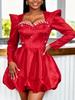 AOMEI Glossy A Line Mini Dress Sweetheart Neck Pearl Beaded Balloon Hem Gowns for Cocktail Party Birthday