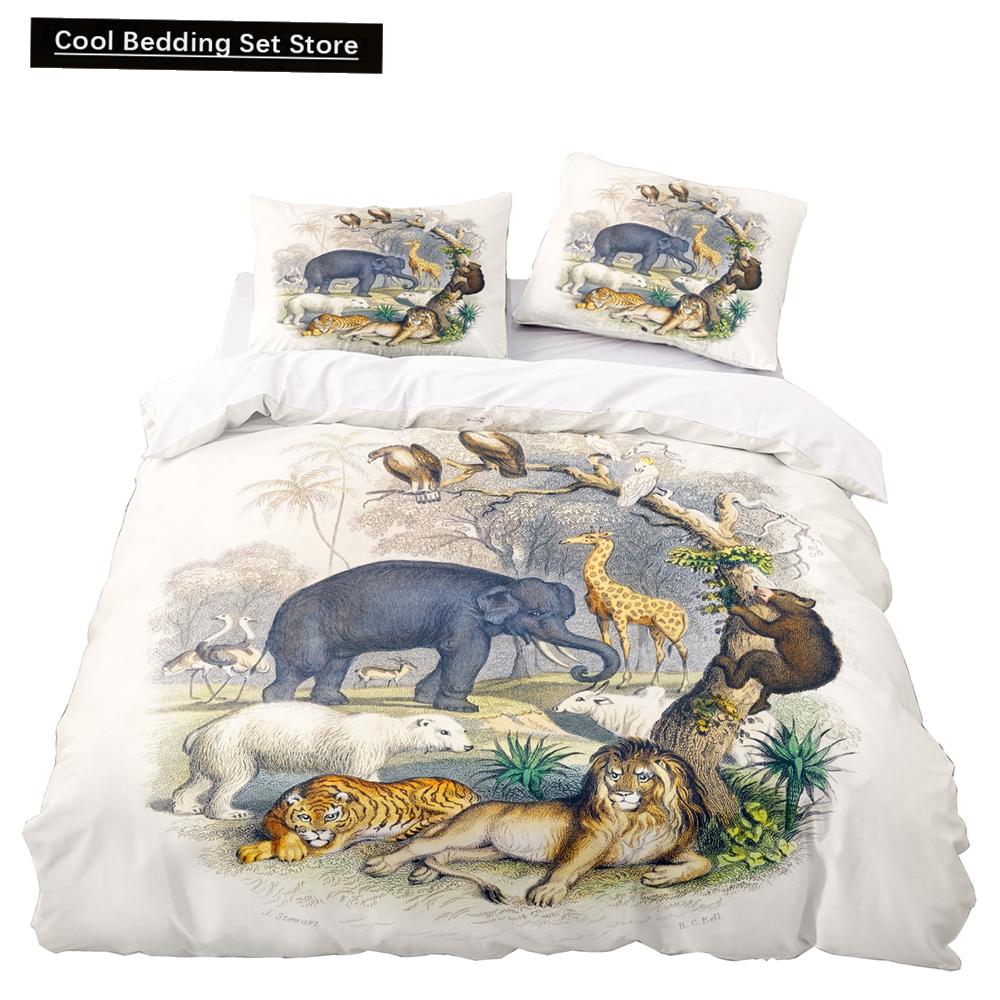 Animal Elephant Cartoon Kids Duvet Cover Queen King Twin Size Bedding Set Wildlife Comforter Cover 2/3pcs Polyester Quilt Cover