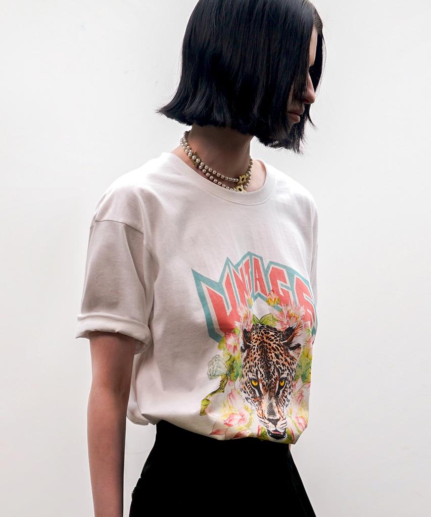UNTAGE Leopard Print T-Shirt [White(Unisex)]_Utt-St01