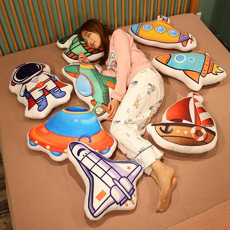 Kreatives Raketenflugzeug-Kissen für Meer, Land und Luft, Plüschtier, Astronautenpuppe, Sofakissen