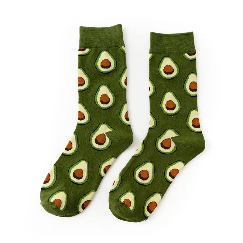 Women Socks Funny Cute Cartoon Fruits Banana Avocado Lemon Egg Cookie Donuts Food Happy Japanese Harajuku skateboard Socks