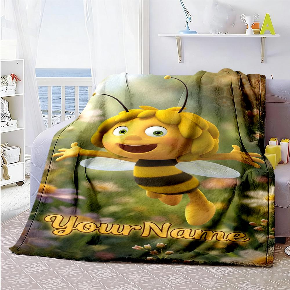 Biene Maja Customize Text Blanket Multi-purpose Customizable Blanket Warmthful Decor Suitable for Bed Sofa Home Decor Livingroom