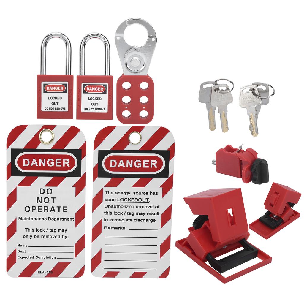 Safety Lockout Tagout Kit Lockset Fitting Tools Multifunctional Portable with Pocket Bag
