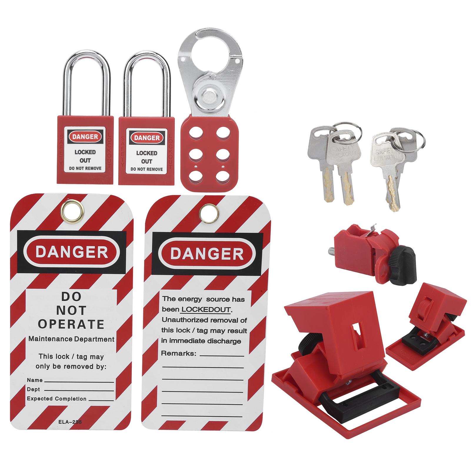 

Safety Lockout Tagout Kit Lockset Fitting Tools Multifunctional Portable with Pocket Bag