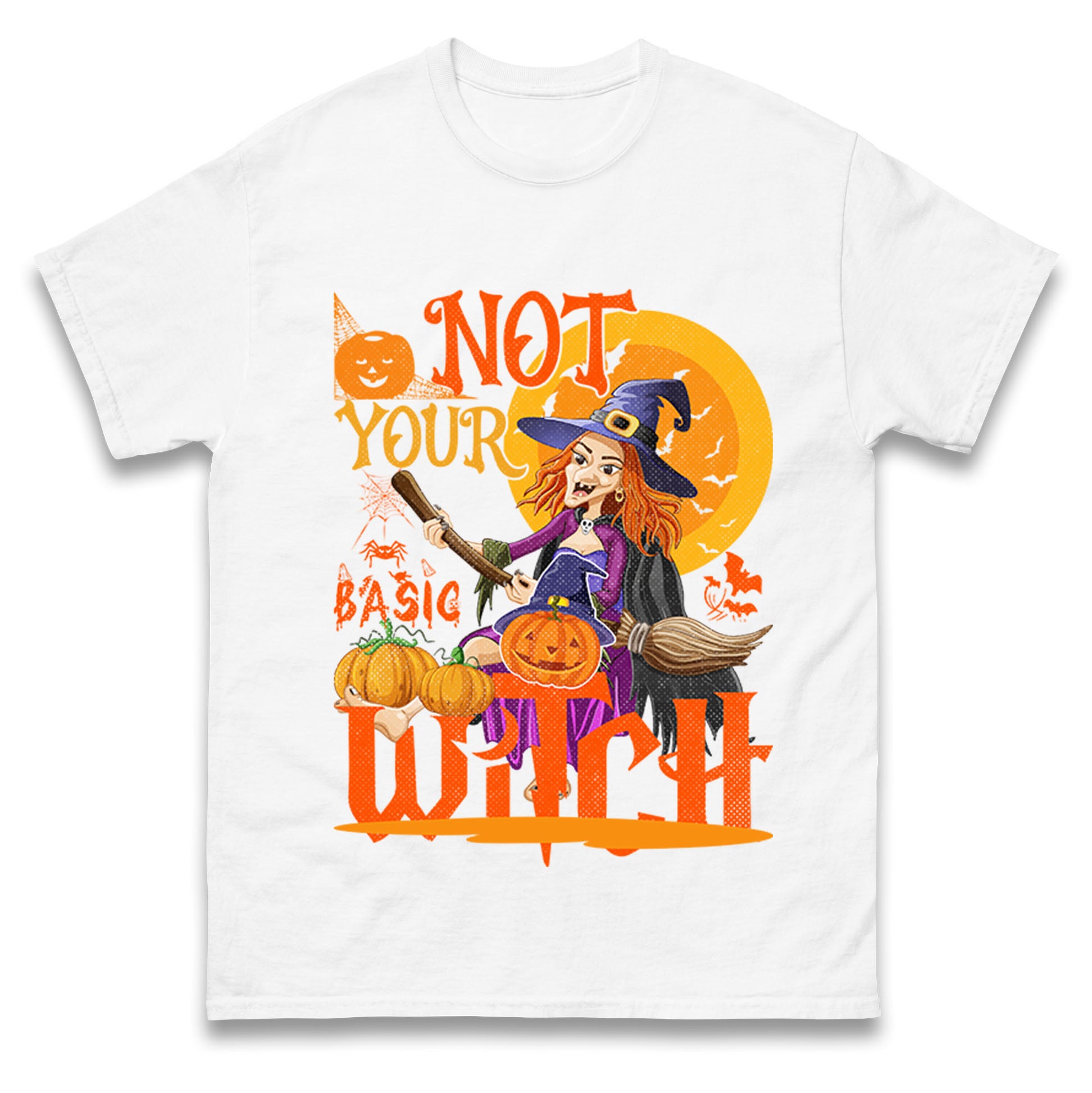 Not Your Basic Witch Halloween Party Mens T Shirt Womens Tops Teess XL