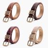 Womens Leather Pu Stone Pattern Belt With Alloy Buckle For Casual Office Wear