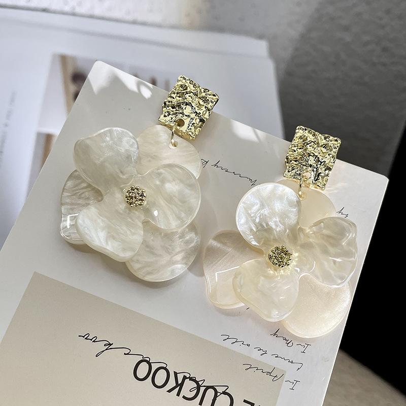 

Maillard Style Exaggerated Acrylic Large Flower Petals Drop Earrings for Women Fashion Elegant Colorful Flower Earrings Jewerly