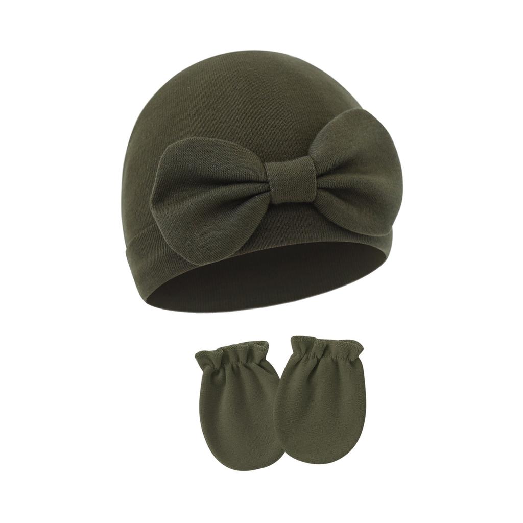 2025 Baby Bonnet Newborns Fetal Cap Fashionable Brimless Hat Trendy Headgear with Anti-grab Mittens Soft Gloves