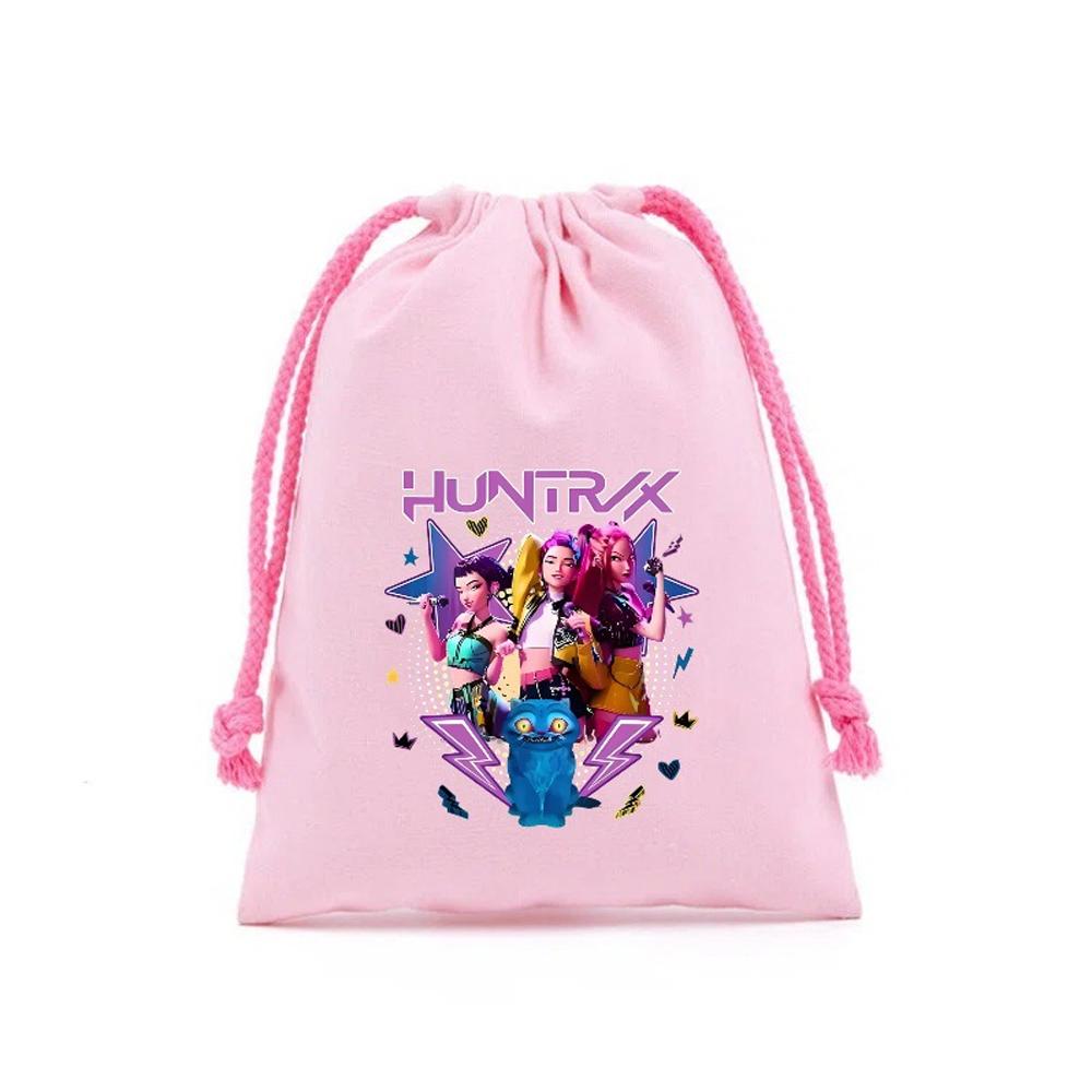 KPop Demon Hunters Storage Drawstring Bag Music Java Boys Cookies Candy Package Kids Gift Bags Print Cotton Key Pouch