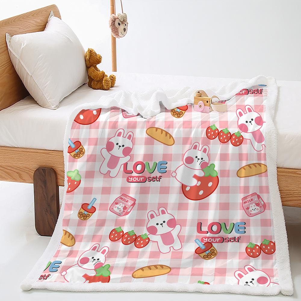 Blanket Cute Illustration Korean Blanket Lamb Fleece Crystal Fleece Blanket Four Seasons