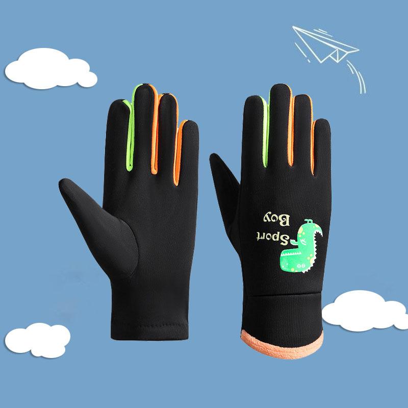 Winter Children's Gloves Cartoon Dinosaur Fluorescence Cycling Kids Warm Sports Skiing Windproof Waterproof Boys Girls Gloves