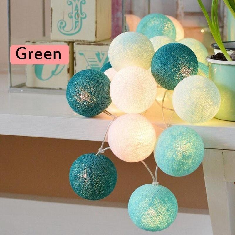 20 LED Cotton Ball String Lights Battery Operated Colorful Garland Fairy Lights for Home Wedding Christmas Party Outdoor Decors