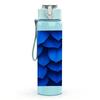 1PC Blue Scale Texture Abstract Print 750ml Color Plastic Sports Water Bottle Leakproof Flip Straw Lid Suitable for Sports Office Home Use