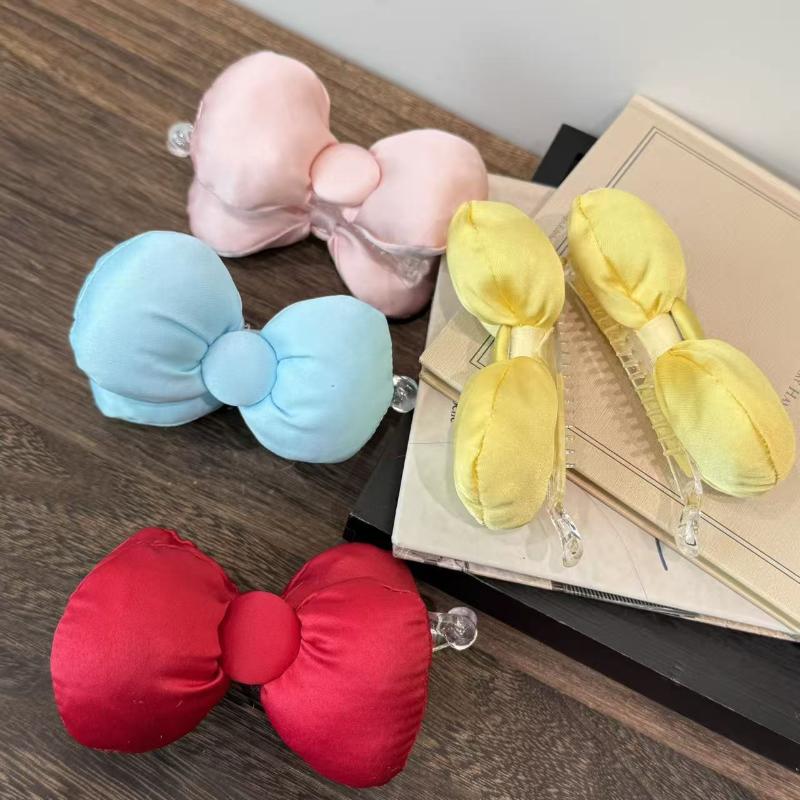 Japanese Sweetness Colorful Cotton Filled Bow Hair Clip For Women Girls Fashion Bun Hair Clip Banana Clip Hair Accessories