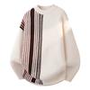 Mens Colorblock Knit Crewneck Sweater Long Sleeve Warm Acrylic Pullover Winter Daily Wear