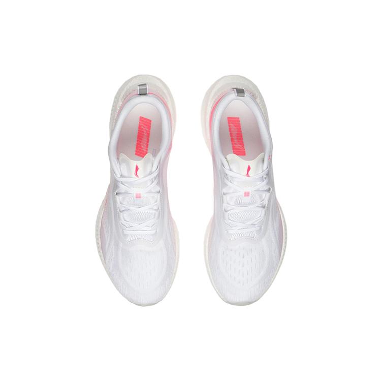 Li Ning Super Light 19 Cushioning Slip Resistant Running Shoes Women's White Pink ARBS002-5