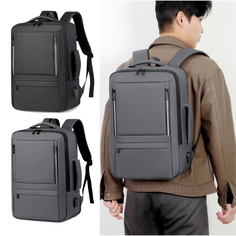 

Men s Expandable Laptop Backpack with USB Port and Reflective Strip - 15.6 , Water-Resistant, Unisex Business Bag сірий колір