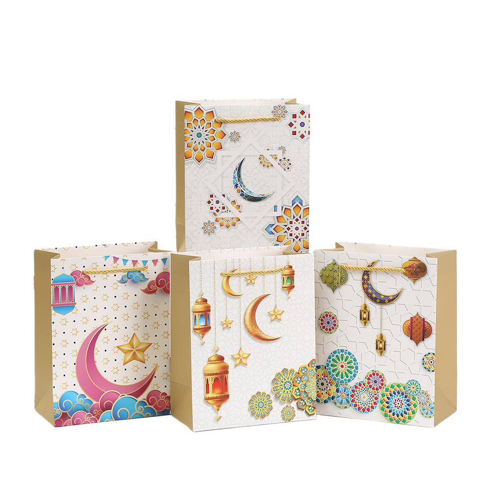 6/10pcs Ramadan Kareem Islamic Gift Bags Decorative Paper Tote Bags with Rope Handles for Presents Party Supplies Packing Candy