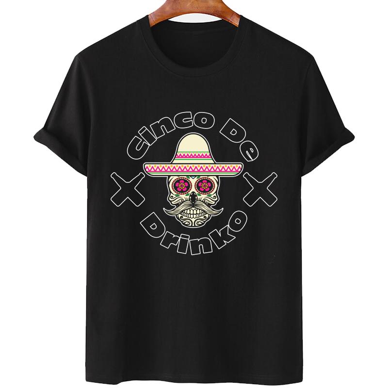 Buy Cinco De Drinko Printed Black Cotton Top Knitted T-Shirt Plus Size