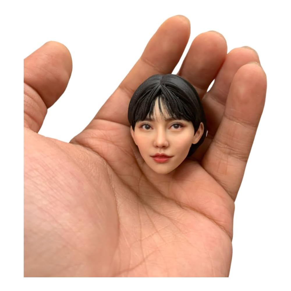 AIEK 1/12 Scale Female Head Sculpt Black Hair for Dolls Compatible with JIAOUDOLL PHICENN VERYCOOL TBLeague