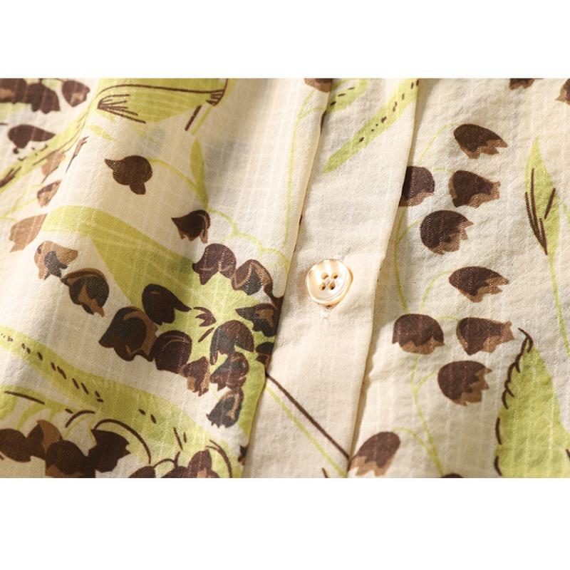 Summer Oversized Loose Casual Printed Shirt Versatile Retro Artistic Short Sleeved Shirt Blouses & Shirts