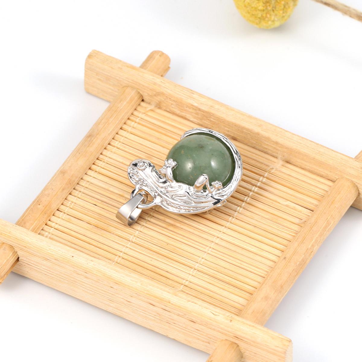 

Ожерелье-кулон из натурального камня Эпидот/Опал/Розовый кварц в форме ящерицы Подвески Изготовление ювелирных изделий DIY Ожерелье-браслет Аксессуар Green Aventurine/17x24mm