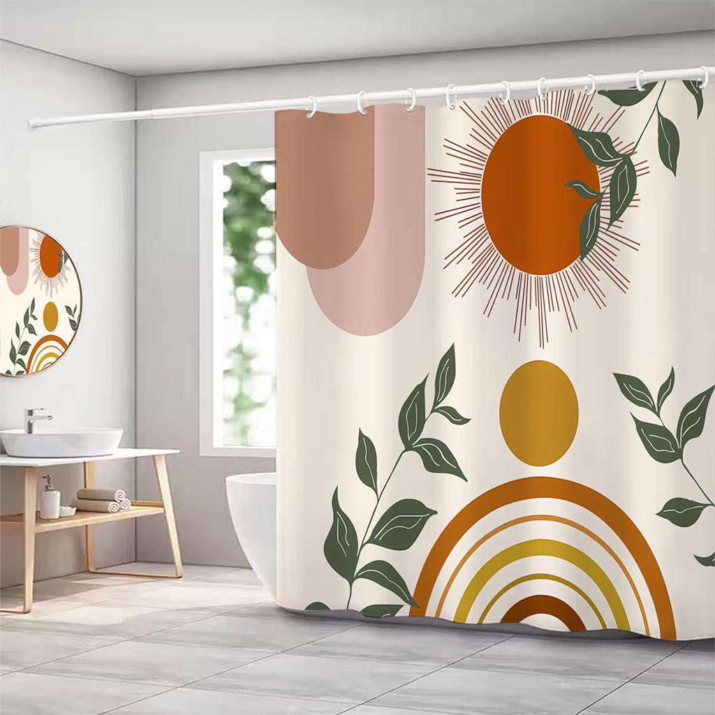 1Pc Bohemian Sun Print Shower Curtain Waterproof Cloth Bathroom Thickened Anti-Mildew Partition Curtain Bathroom Curtain Wa