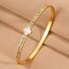 Titanium steel  women's light luxury high-end sense four-leaf flower with diamonds does not fade lucky grass open  